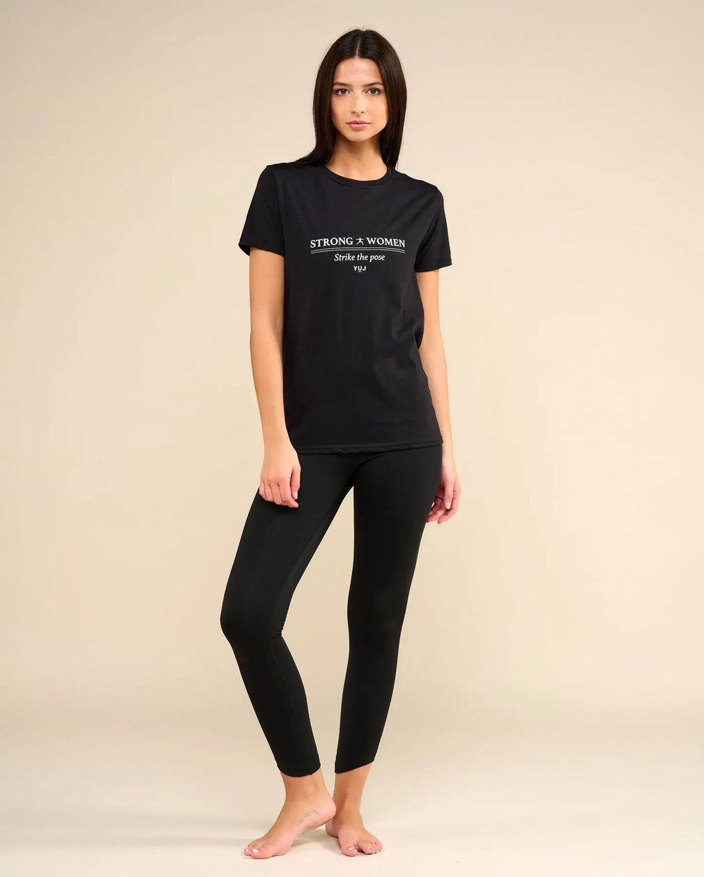 T-shirt en coton noir STRONG WOMEN YUJ Paris